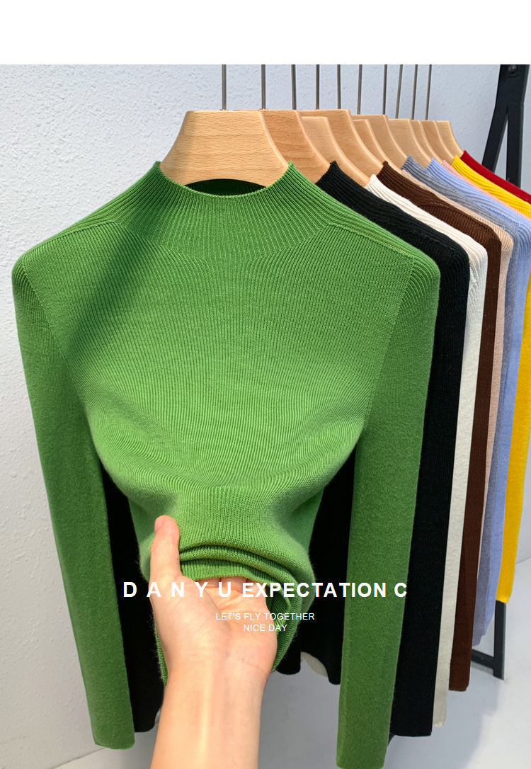 Cashmere knitting Undershirt female 2023 The new Women's wear Half high collar Condom sweater keep warm Inner lap Close your waist tops