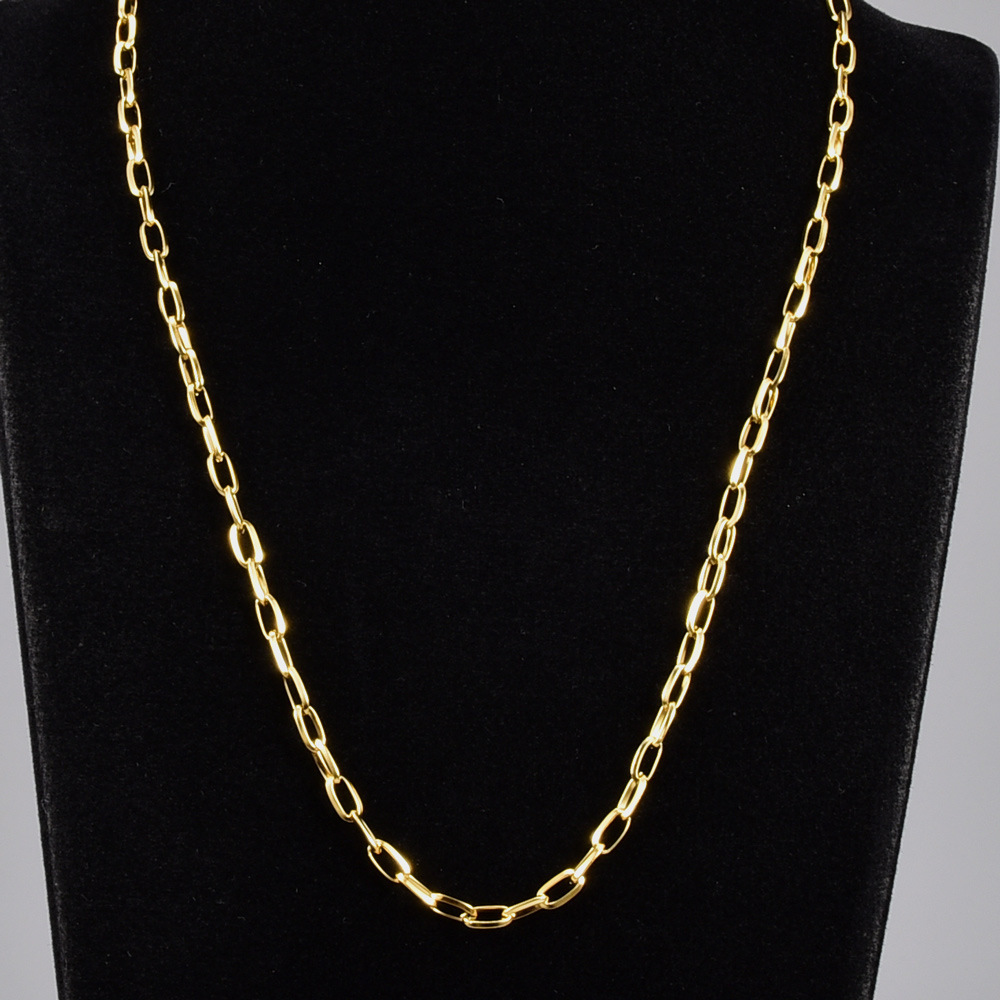 L148 Wholesale European and American Style Cold Fashion 18K Gold Chain Necklace Internet Celebrity Oval Bamboo Lock Necklacepicture3
