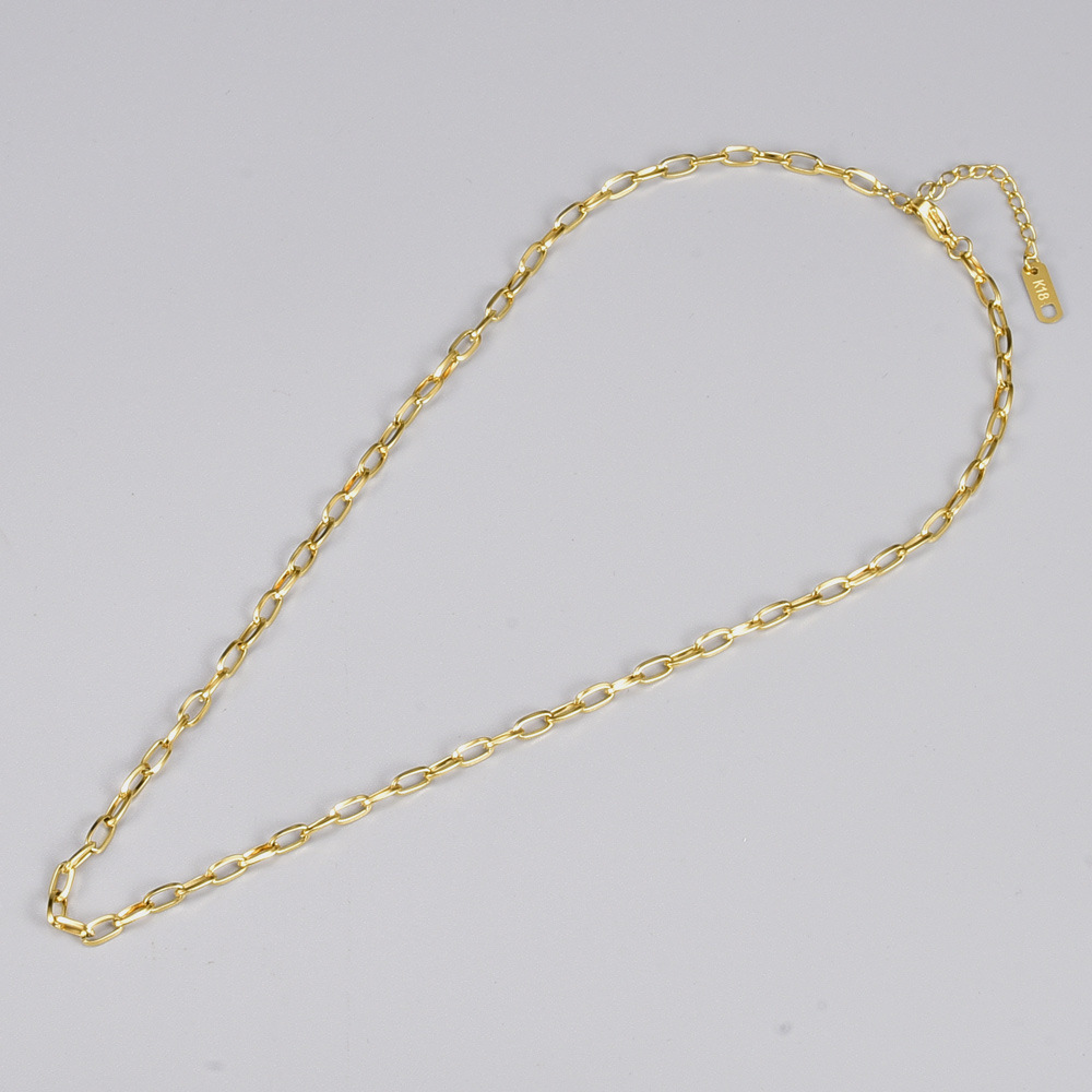 L148 Wholesale European and American Style Cold Fashion 18K Gold Chain Necklace Internet Celebrity Oval Bamboo Lock Necklacepicture1