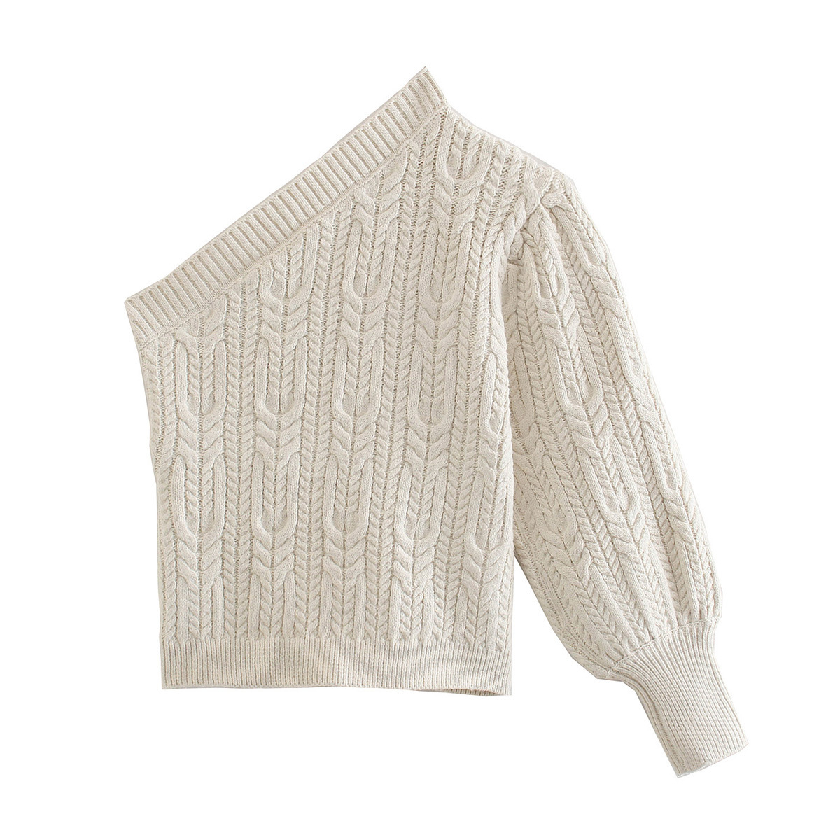 Solid Color Single-Shoulder Sweater NSLQS101810