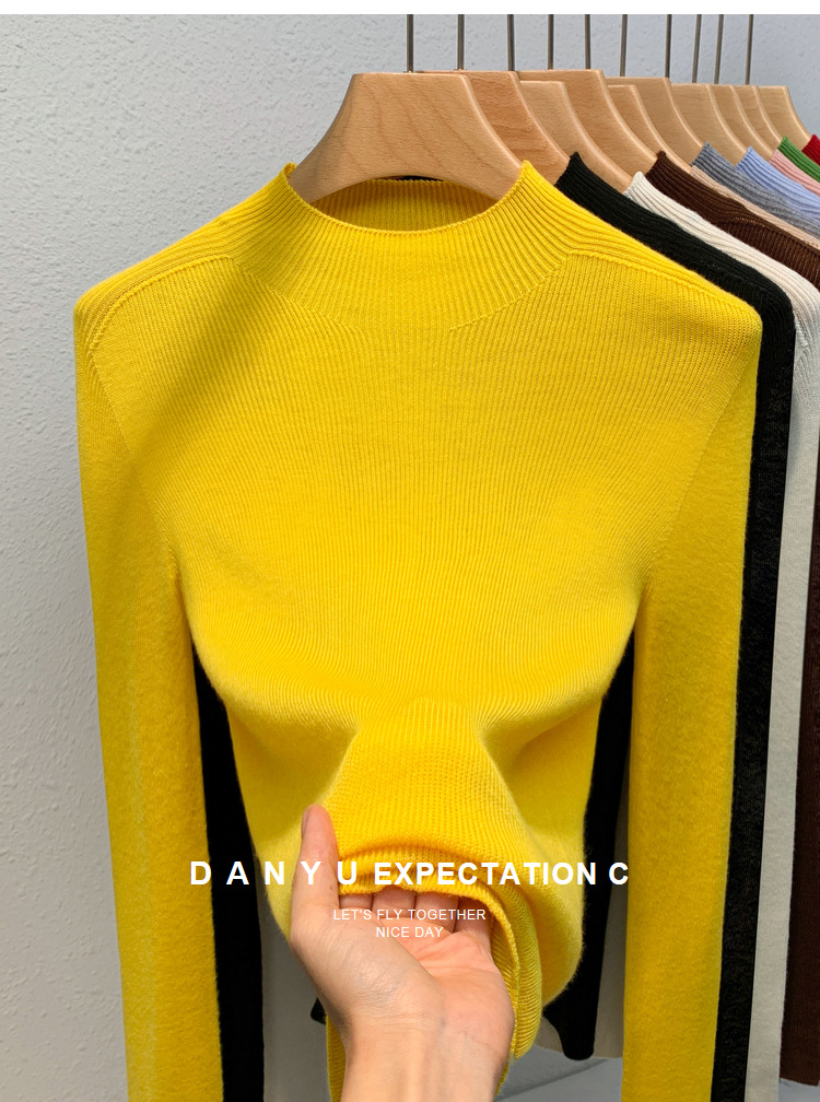Cashmere knitting Undershirt female 2023 The new Women's wear Half high collar Condom sweater keep warm Inner lap Close your waist tops