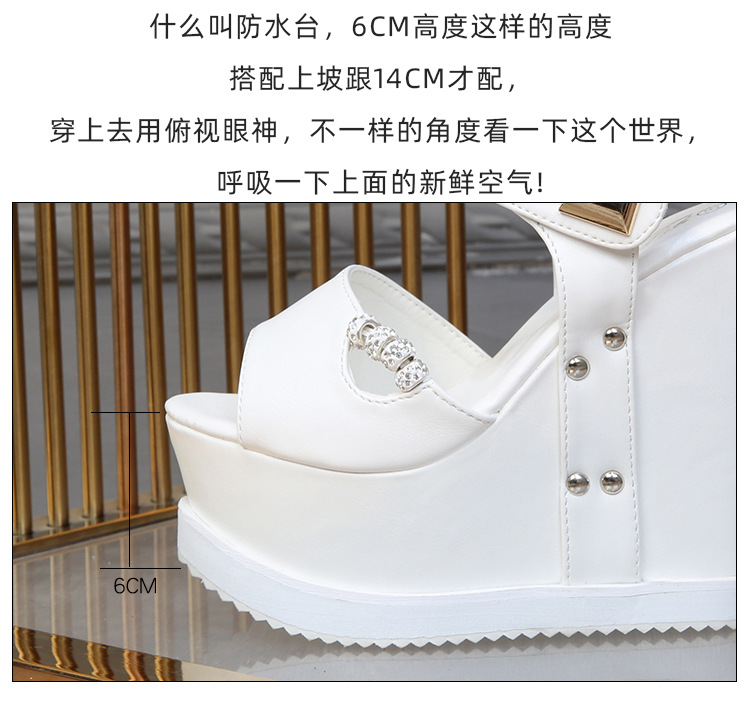 2020 spring The new Fish mouth waterproof Internal elevation Muffin Thick bottom Slope heel Sandals 15 a centimeter Hentian Gao