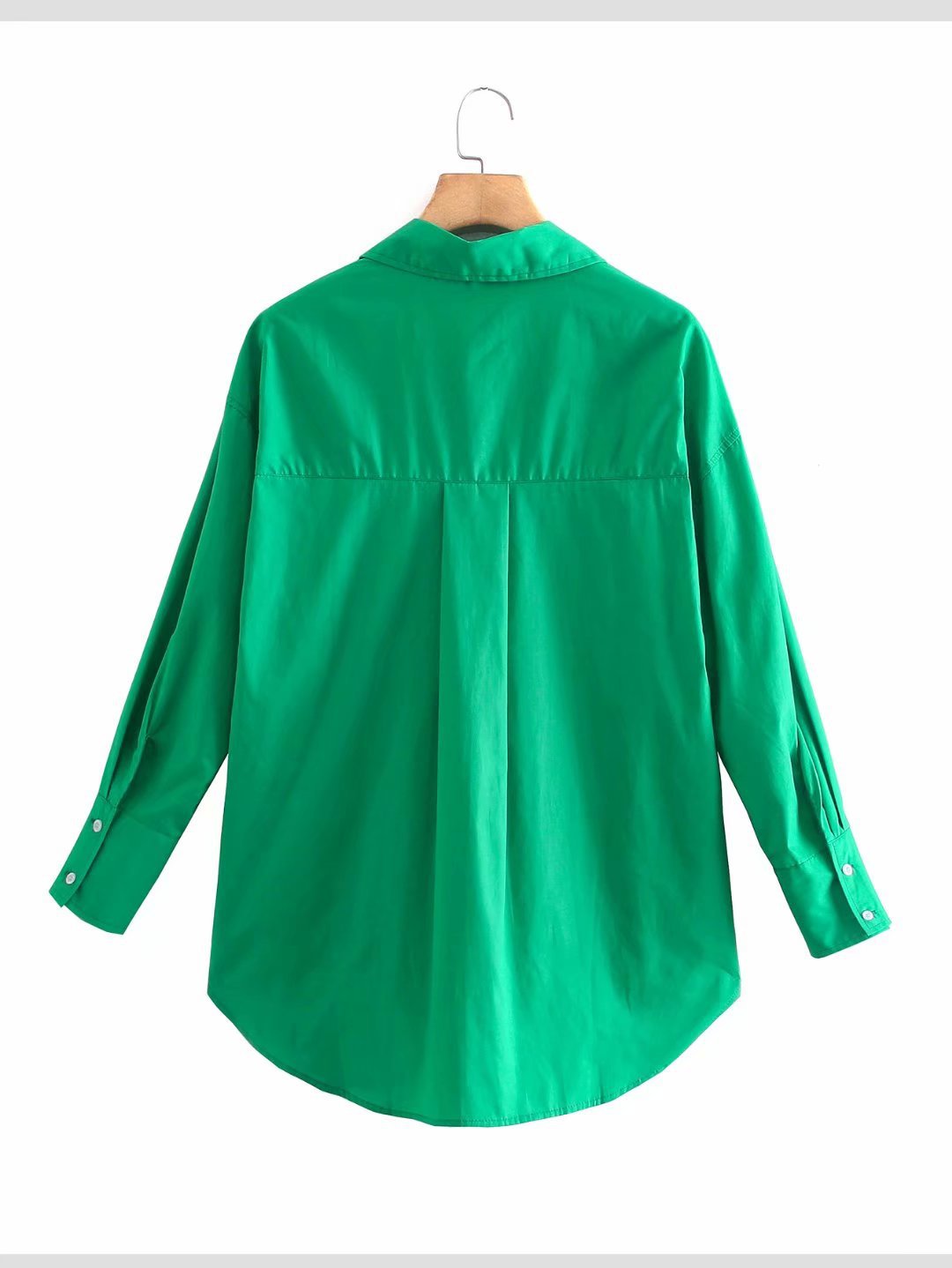 Solid Color Long-Sleeved Poplin Shirt NSLQS101307