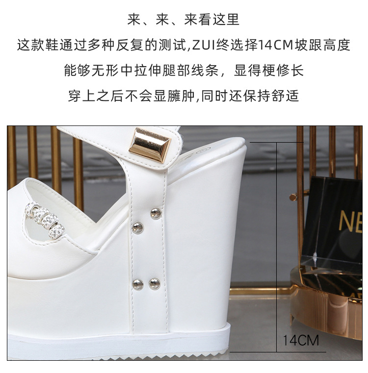 2020 spring The new Fish mouth waterproof Internal elevation Muffin Thick bottom Slope heel Sandals 15 a centimeter Hentian Gao