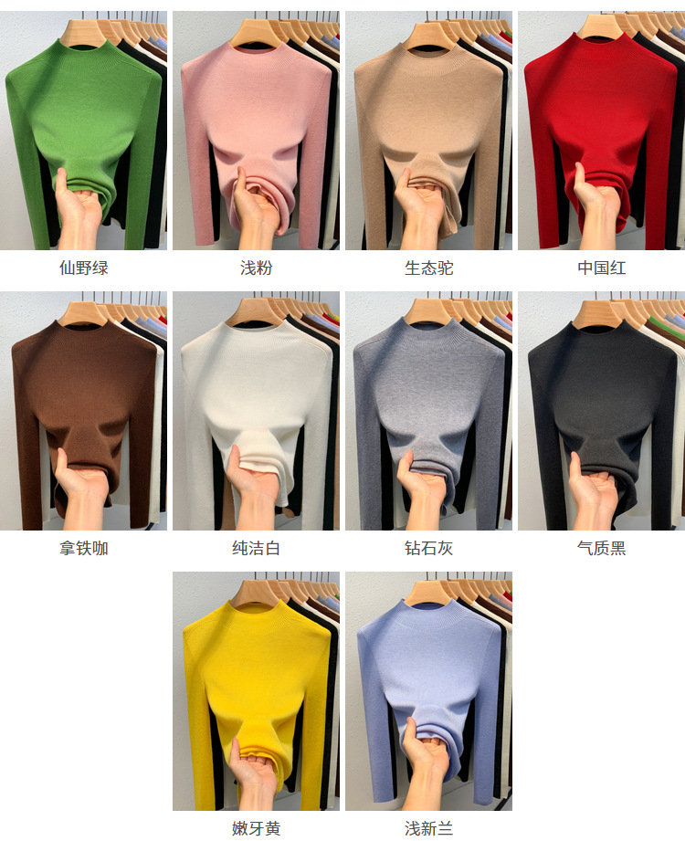 Cashmere knitting Undershirt female 2023 The new Women's wear Half high collar Condom sweater keep warm Inner lap Close your waist tops