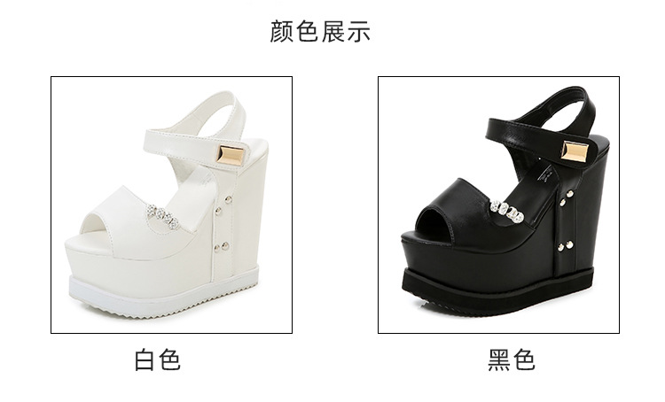 2020 spring The new Fish mouth waterproof Internal elevation Muffin Thick bottom Slope heel Sandals 15 a centimeter Hentian Gao