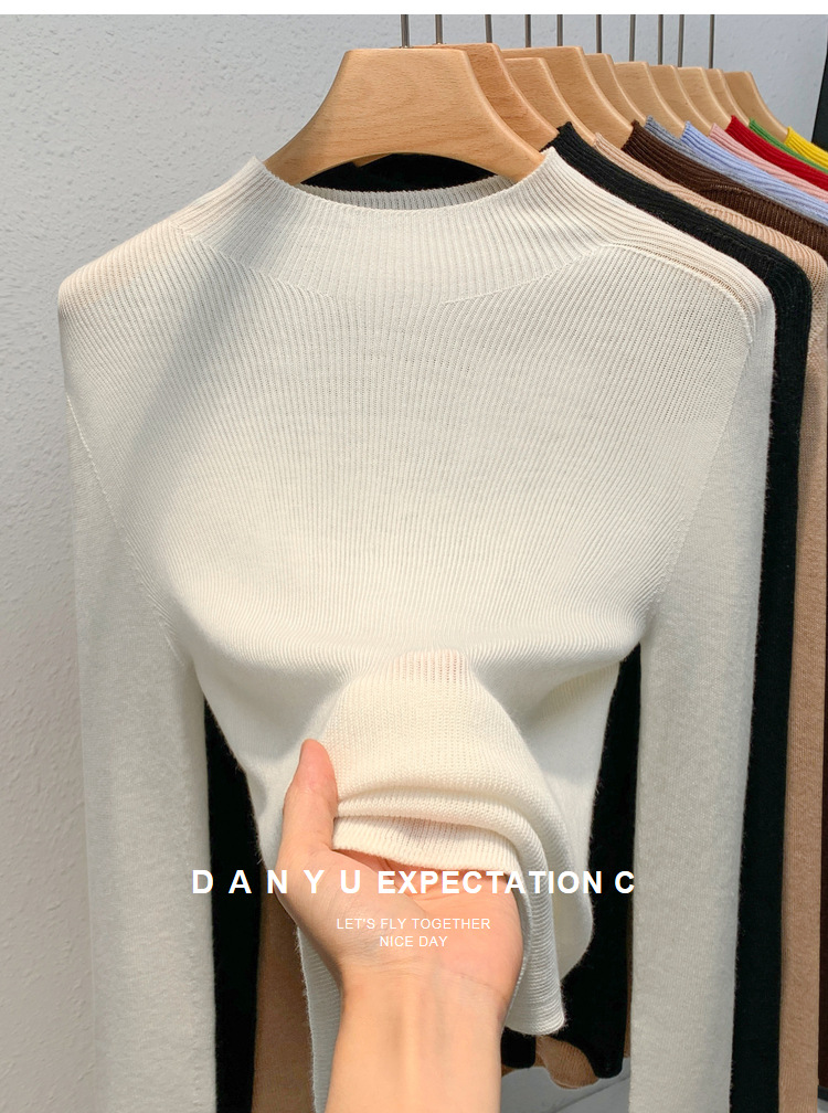 Cashmere knitting Undershirt female 2023 The new Women's wear Half high collar Condom sweater keep warm Inner lap Close your waist tops