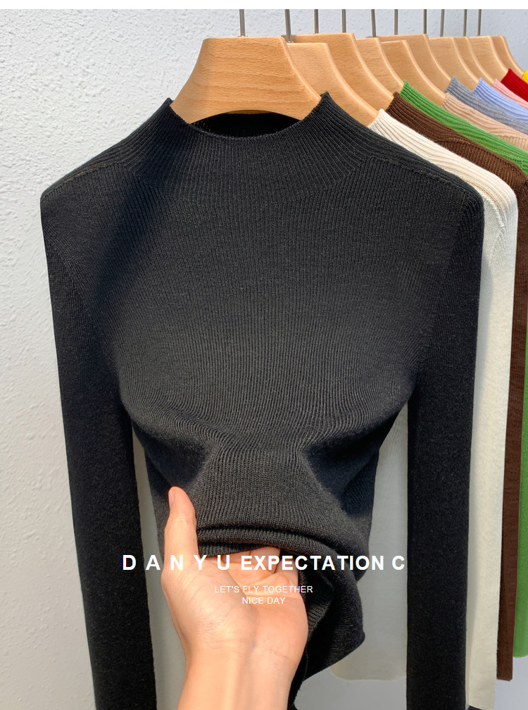 Cashmere knitting Undershirt female 2023 The new Women's wear Half high collar Condom sweater keep warm Inner lap Close your waist tops
