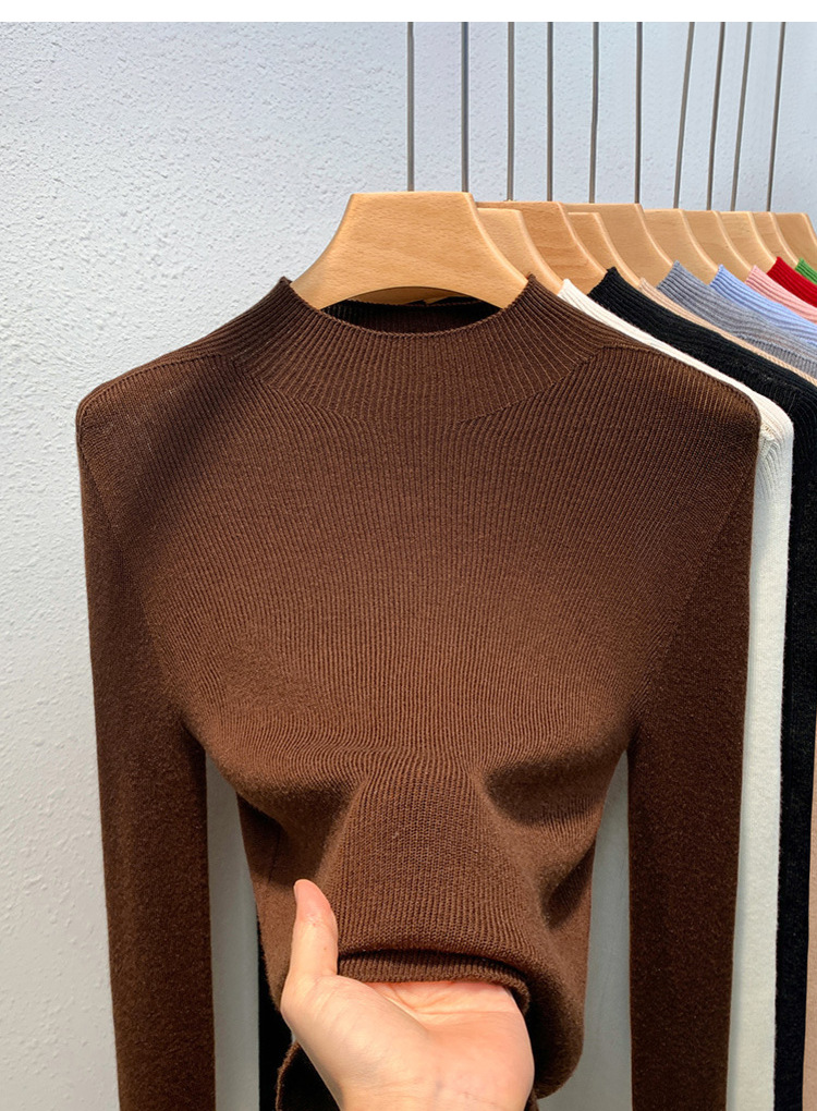Cashmere knitting Undershirt female 2023 The new Women's wear Half high collar Condom sweater keep warm Inner lap Close your waist tops