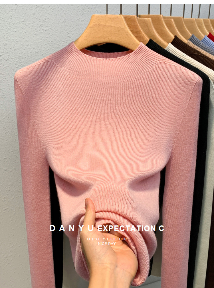 Cashmere knitting Undershirt female 2023 The new Women's wear Half high collar Condom sweater keep warm Inner lap Close your waist tops