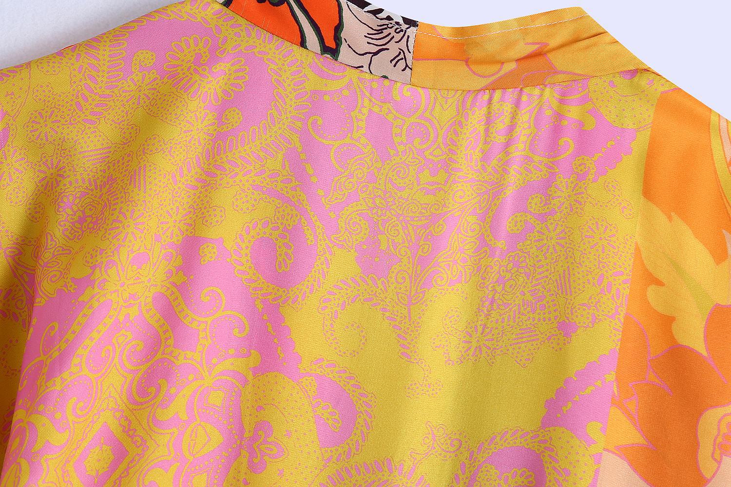 V-Neck Printed Midi Dress NSLQS101310