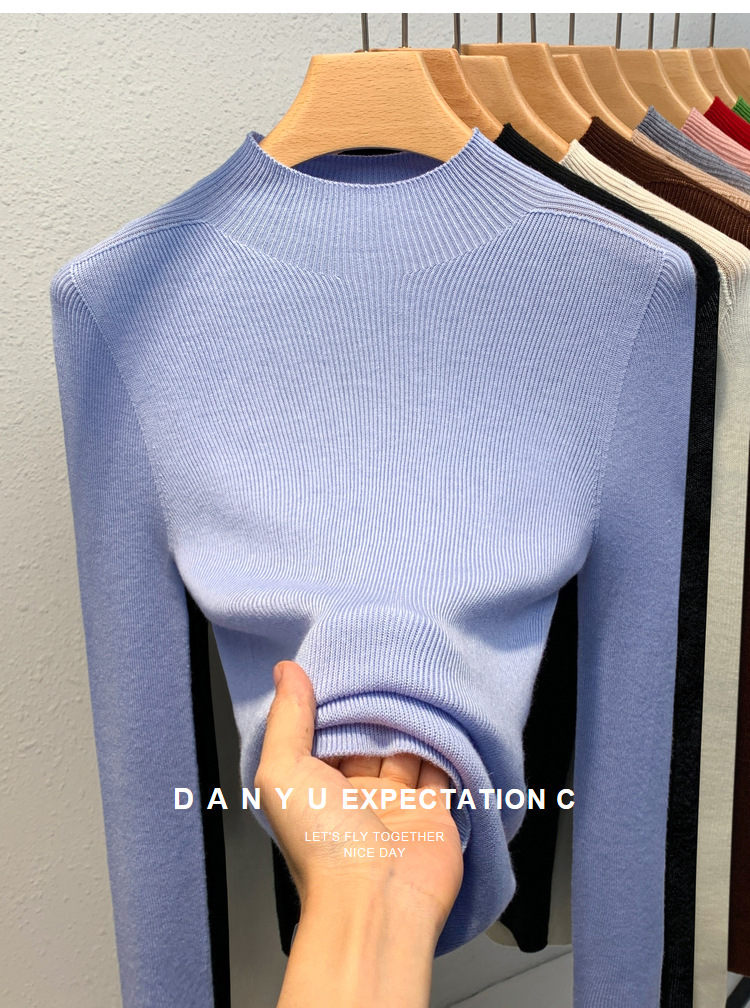 Cashmere knitting Undershirt female 2023 The new Women's wear Half high collar Condom sweater keep warm Inner lap Close your waist tops