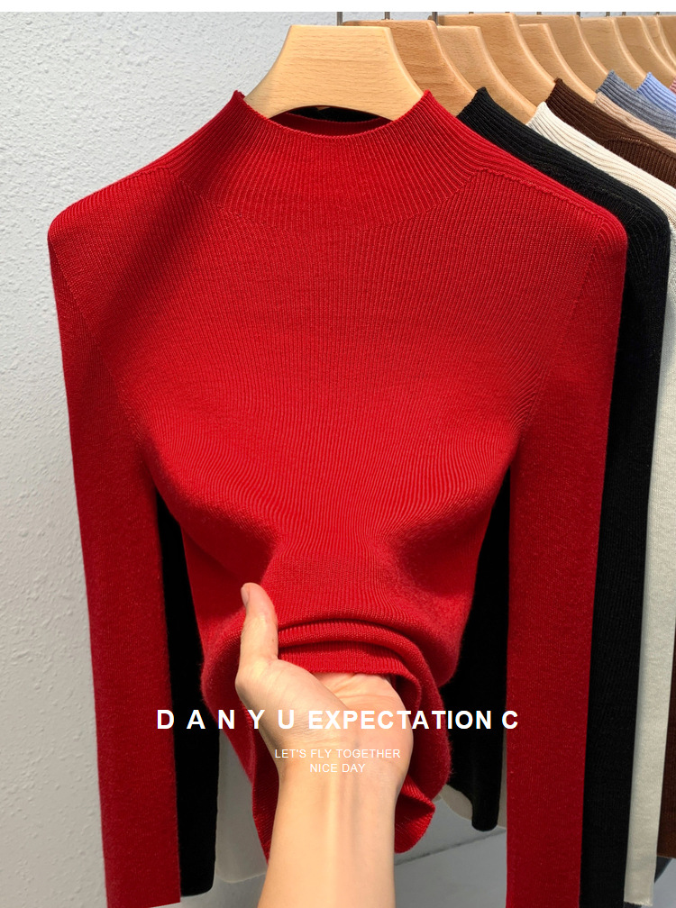 Cashmere knitting Undershirt female 2023 The new Women's wear Half high collar Condom sweater keep warm Inner lap Close your waist tops