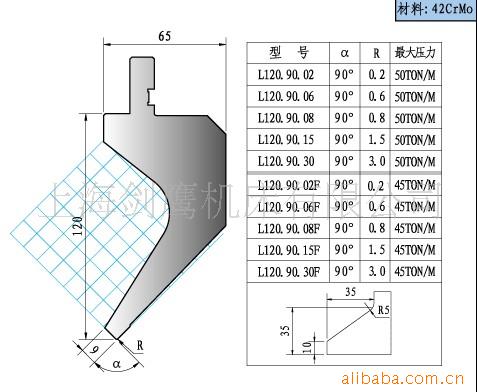 供应折弯机模具90°弯刀上模