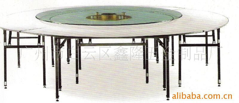 厂家定做桌面可折叠带轮子酒店圆折叠餐桌椅图
