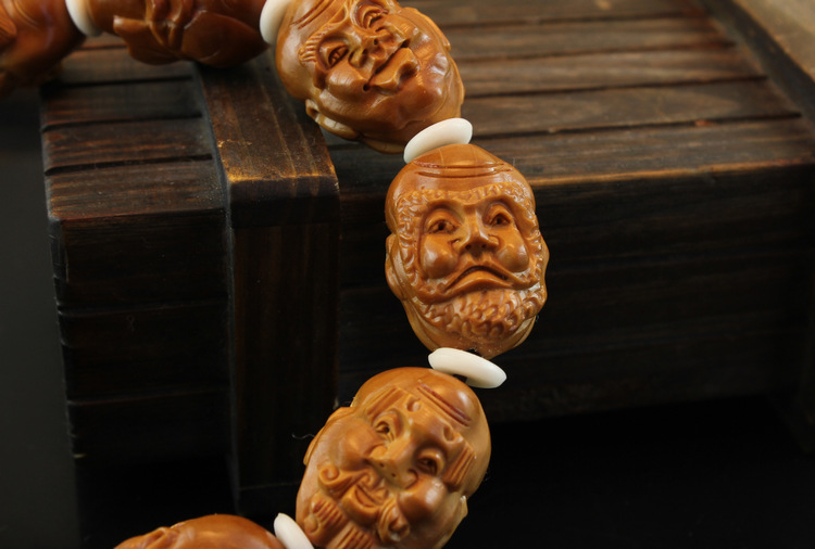 北工名家李曼款橄榄核橄榄胡雕刻核雕精品十八罗汉手串手链
