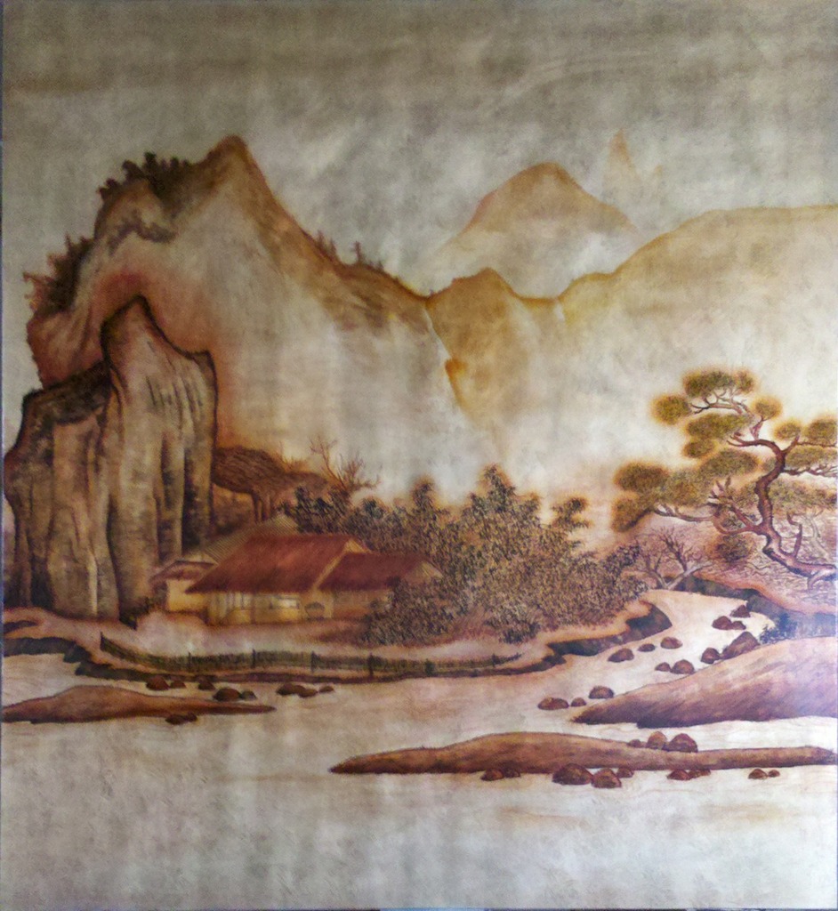 漆香草堂大型金箔山水漆画(纯手工,承接酒店大堂壁画)