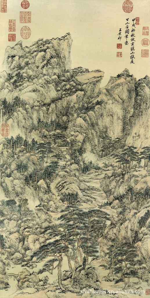 清 王原祁 夏日山居图 仿古画 书画 国画 装饰画 酒店配画