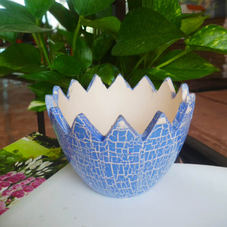 批发可爱陶瓷小花盆(蓝色)蛋壳