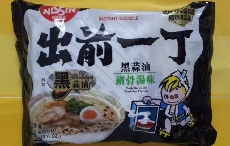 香港制造 nissin/日清出前一丁黑蒜油猪骨汤味方便面100g/包