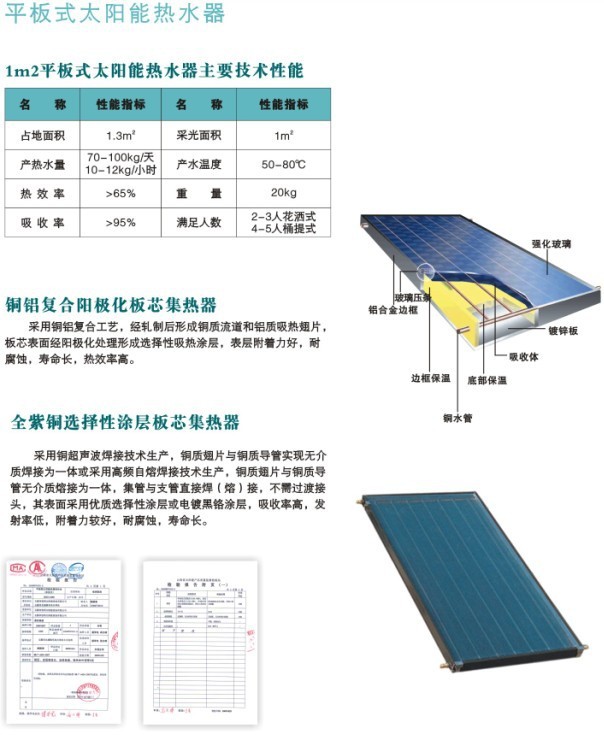 高层阳台壁挂自然循环平板太阳能热水器集热板 太阳能壁挂热水器