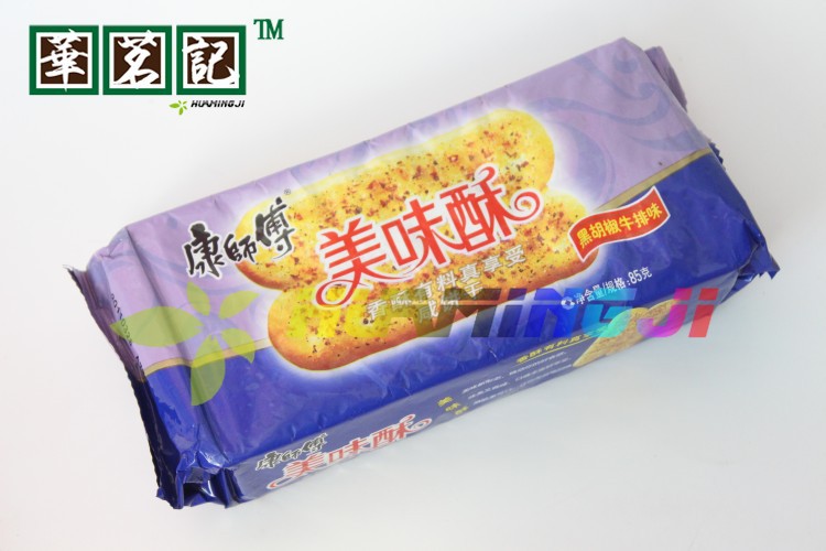 d休閒零食品批發 康師傅美味酥餅乾 黑椒牛 排味整箱1*24*85g