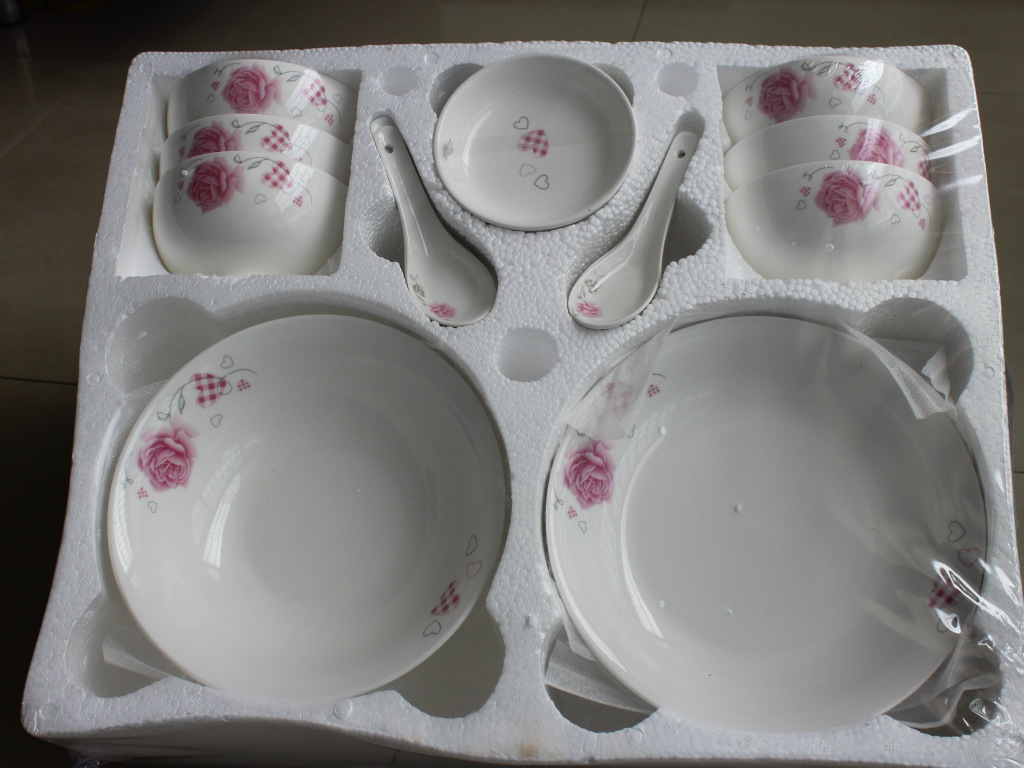 20头陶瓷餐具套装批发 中式碗盘勺组合陶瓷碗 公司赠品节日回礼