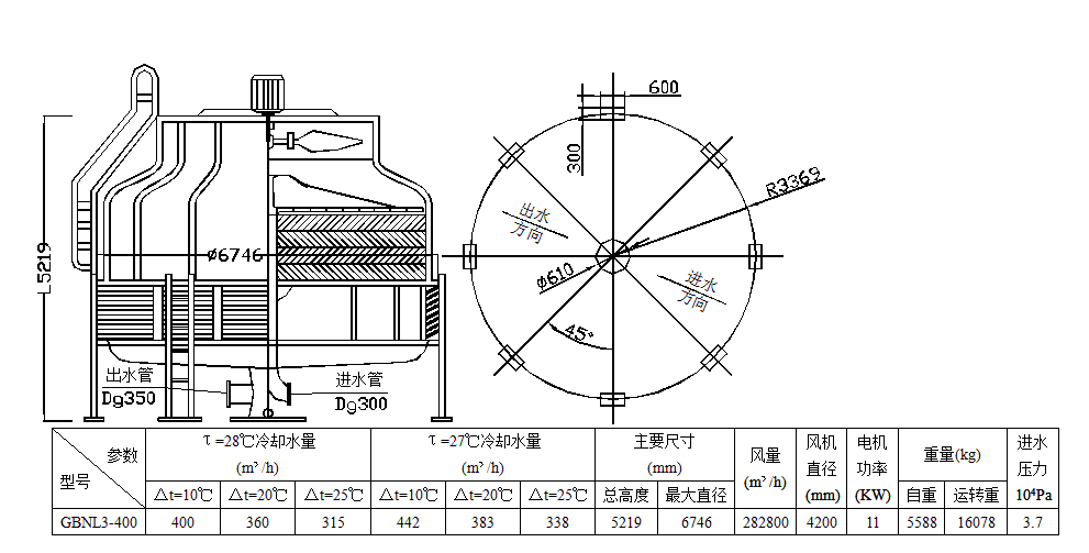 凉水塔结构图图片