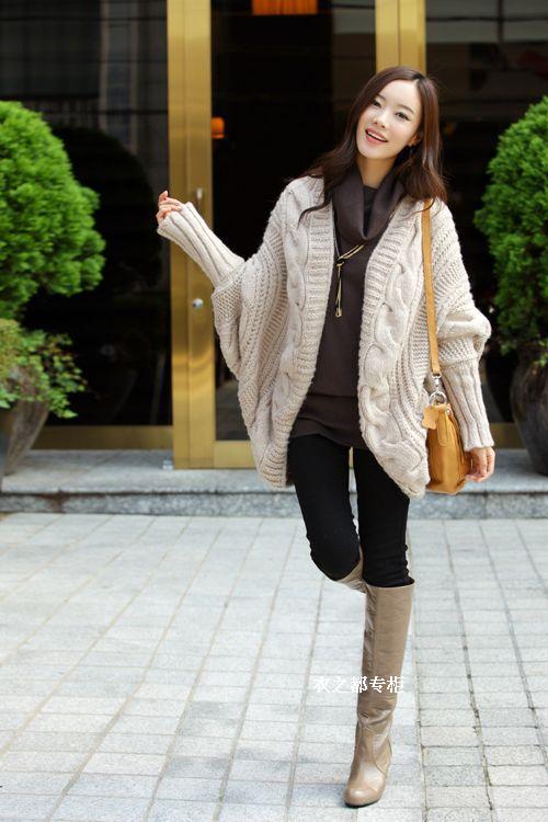 淘宝爆款2013韩版秋冬披肩女式针织毛衣 加厚女装蝙蝠衫 宽松外套