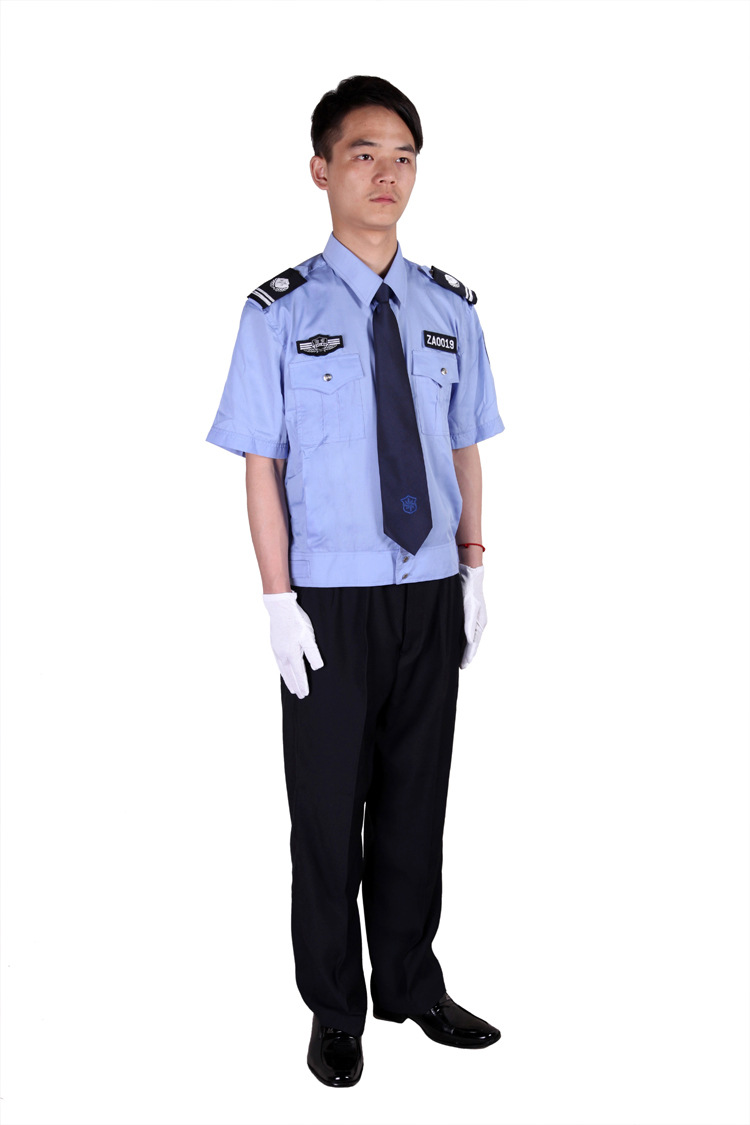 特价保安夏装 夏执勤服 夏季保安服装 蓝色保安制服短袖衬衣