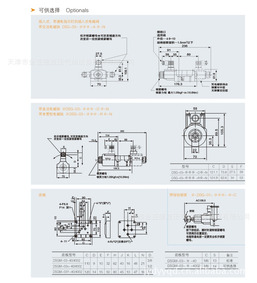 批發三位四通液壓電磁換向閥dsg023c4dcac低頭高頭