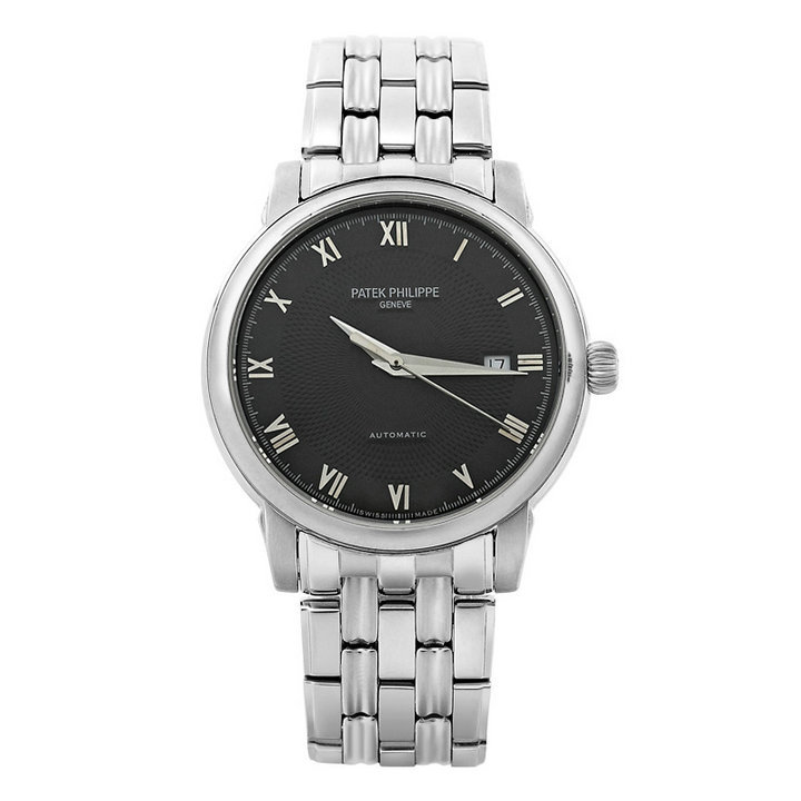 百达品牌手表 全白钢带光边 瑞士原装机械高档男表