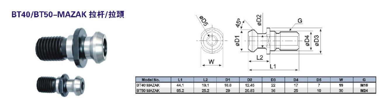 马扎克mazakbt40mazakbt50拉钉中间通孔出水拉钉