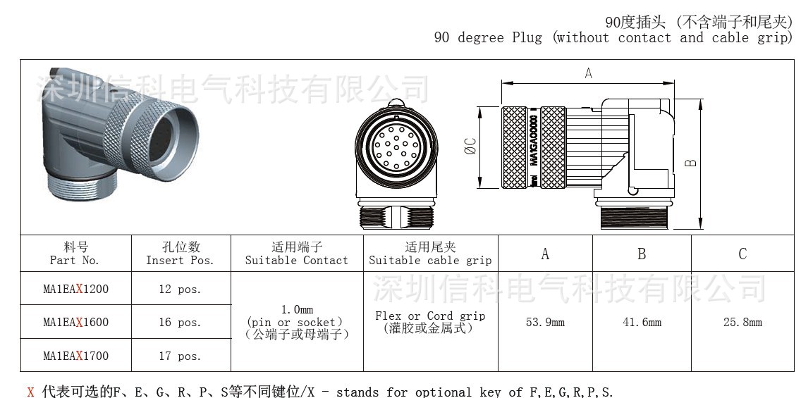 amphenol安費諾伺服電機/編碼器m23連接器16芯插頭ma1eae1600