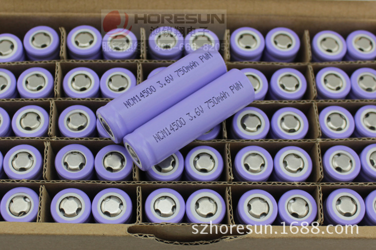 大量供应14500锂电池3.7v 750mah 高品质足容量 强光手电筒充电