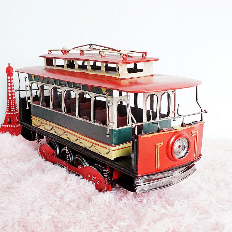 电车模型 1829年蒸汽电车模型 复古车模 老式铁皮玩具7168