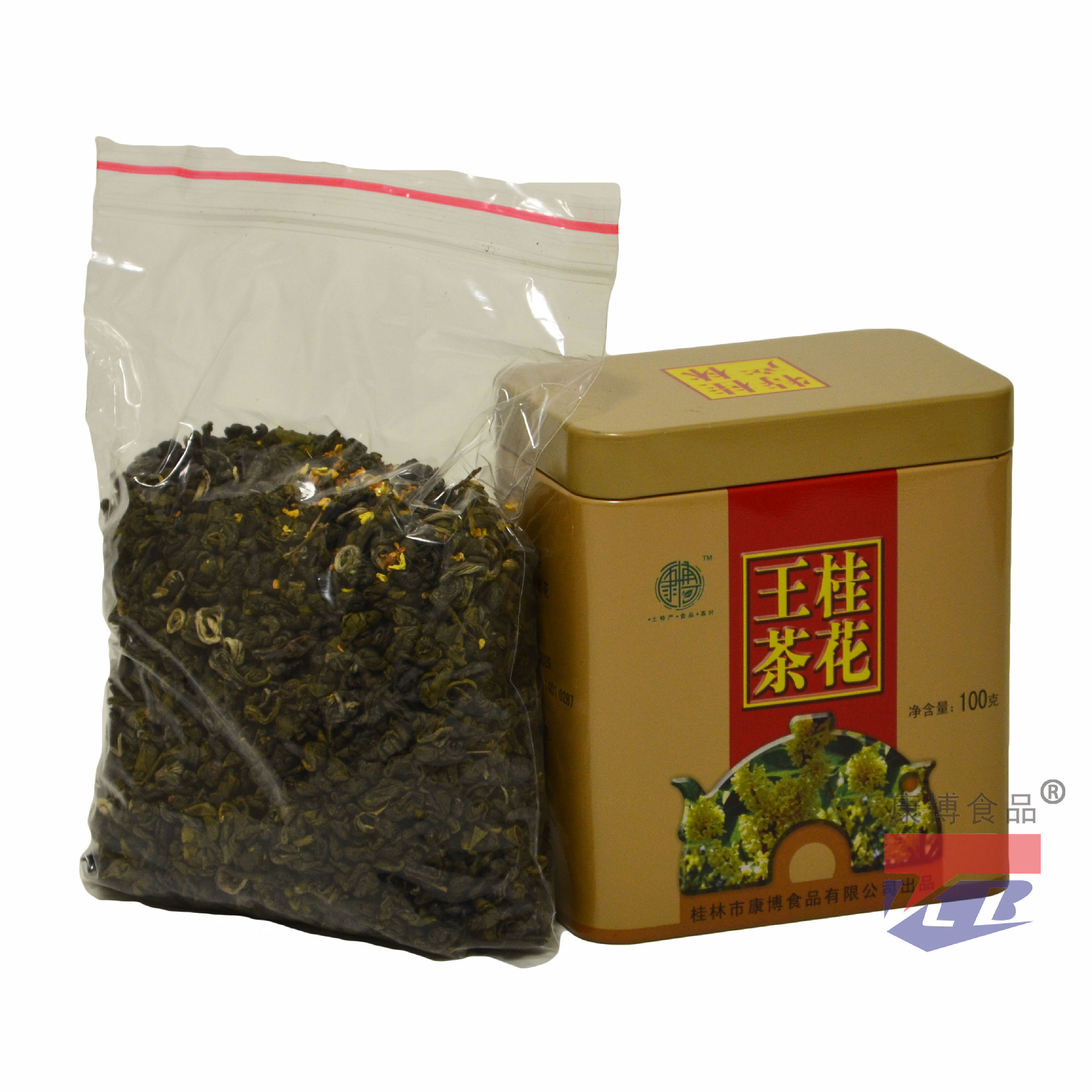 食品,飲料 茶葉 花茶 桂林特產康博桂花王茶100g錫盒裝 圖集