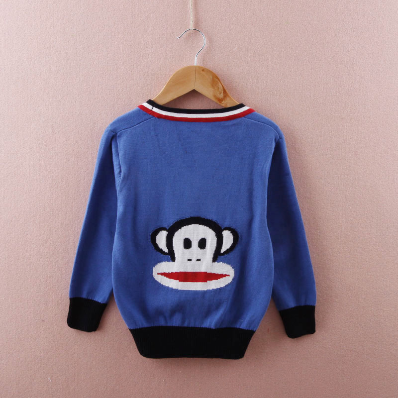 韩版童装批发 男童儿童全棉中大童猴子图案毛衣针织衫开衫 8810