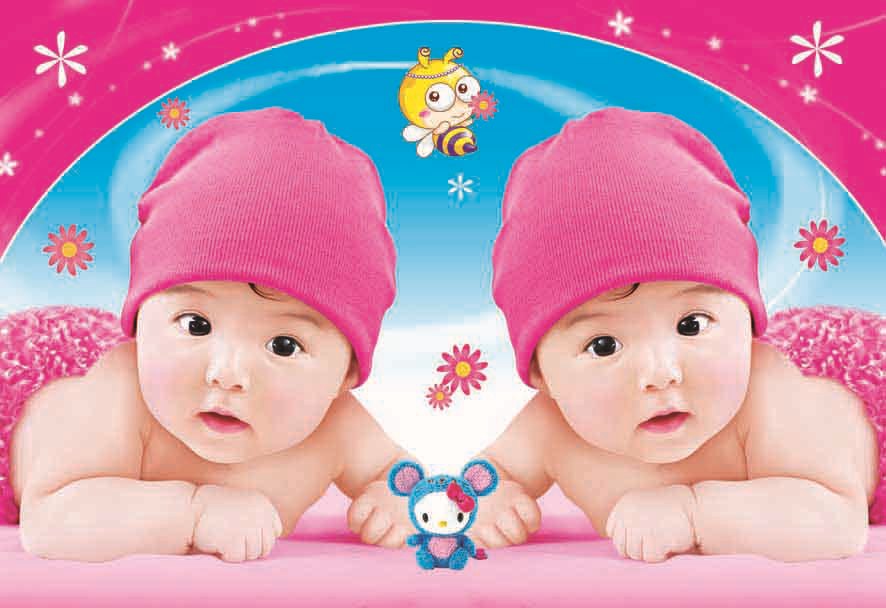 双胞胎婴儿海报壁纸图片