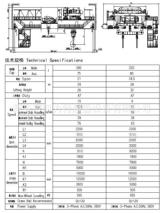 yz起重機參數