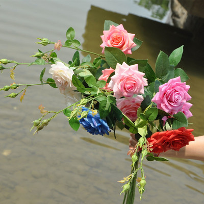 仿真玫瑰_過膠薔薇 動感仿真玫瑰 家居家飾工藝品玫瑰 人造花絹花 - 