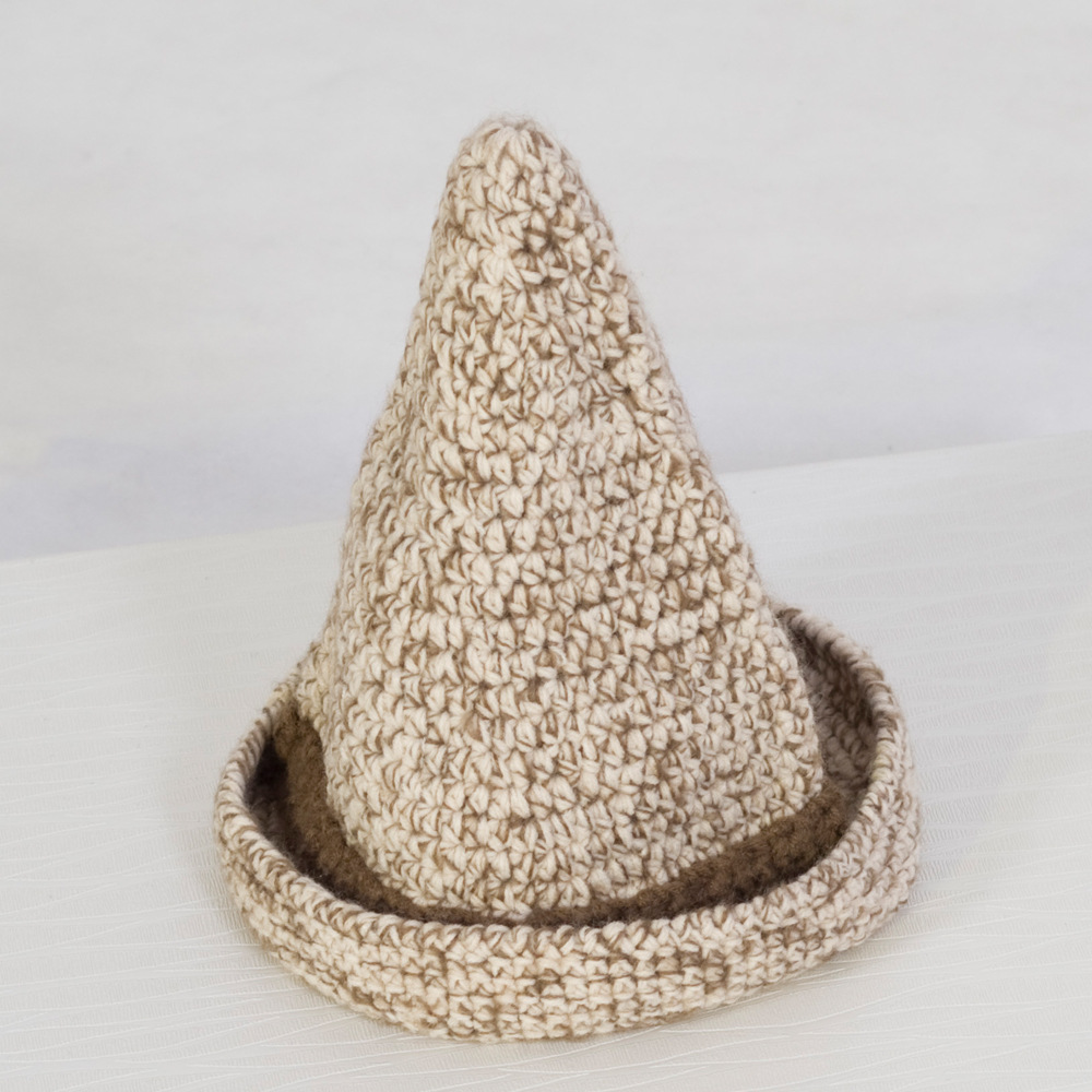 2015新款韩国手工针织帽木扣个性尖尖混色帽子巫师魔法帽子
