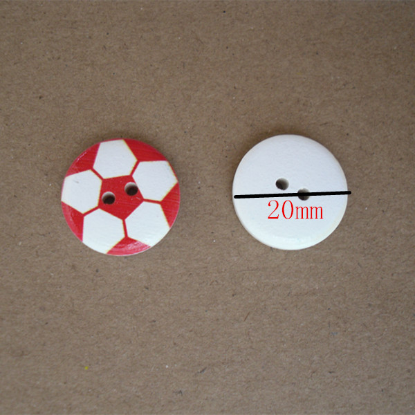 Handmade DIY \ Painted Football Pattern 20MM Wooden Button Clothing Accessories_voghion.com
