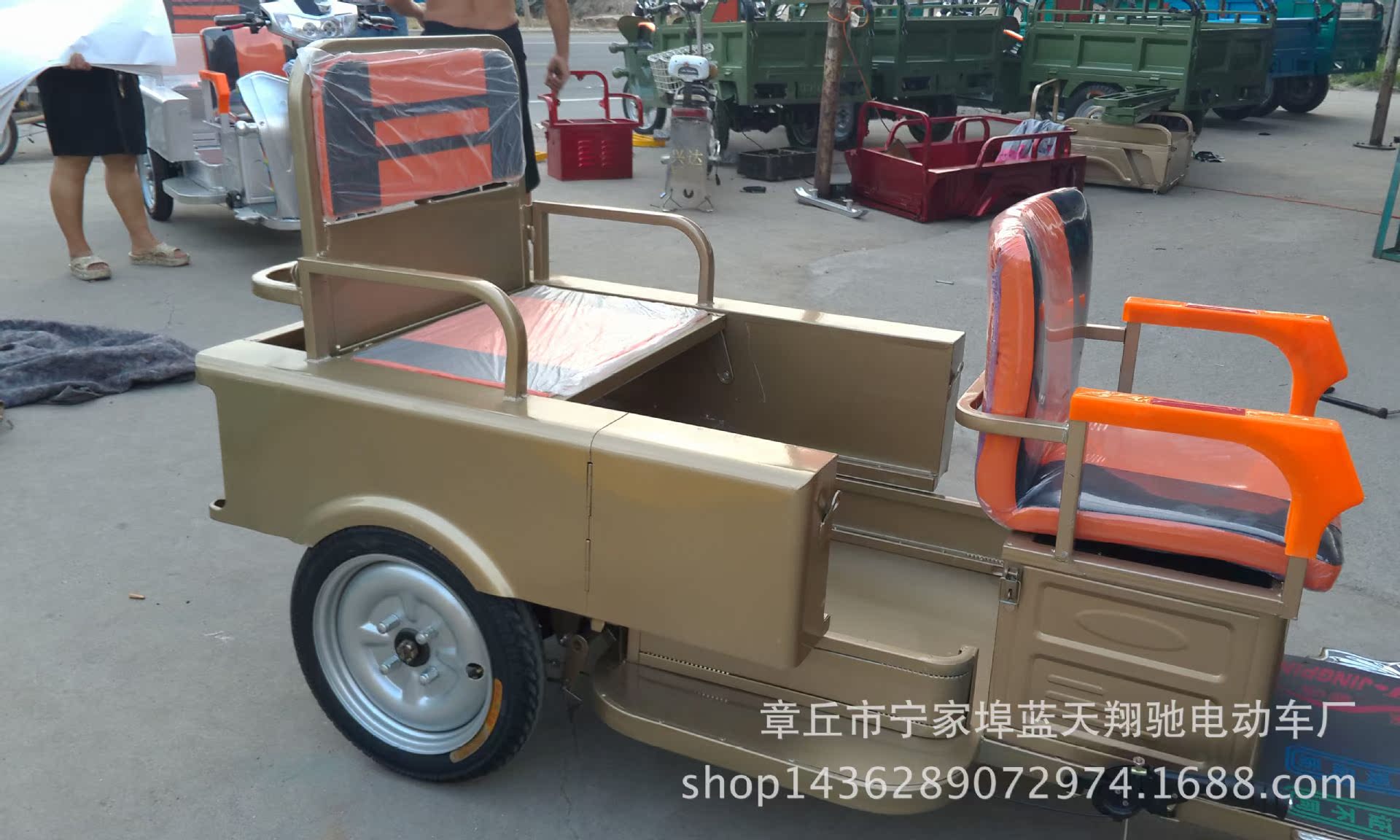 新款上市 土豪金款 客货两用可折叠电动三轮车老年代步车