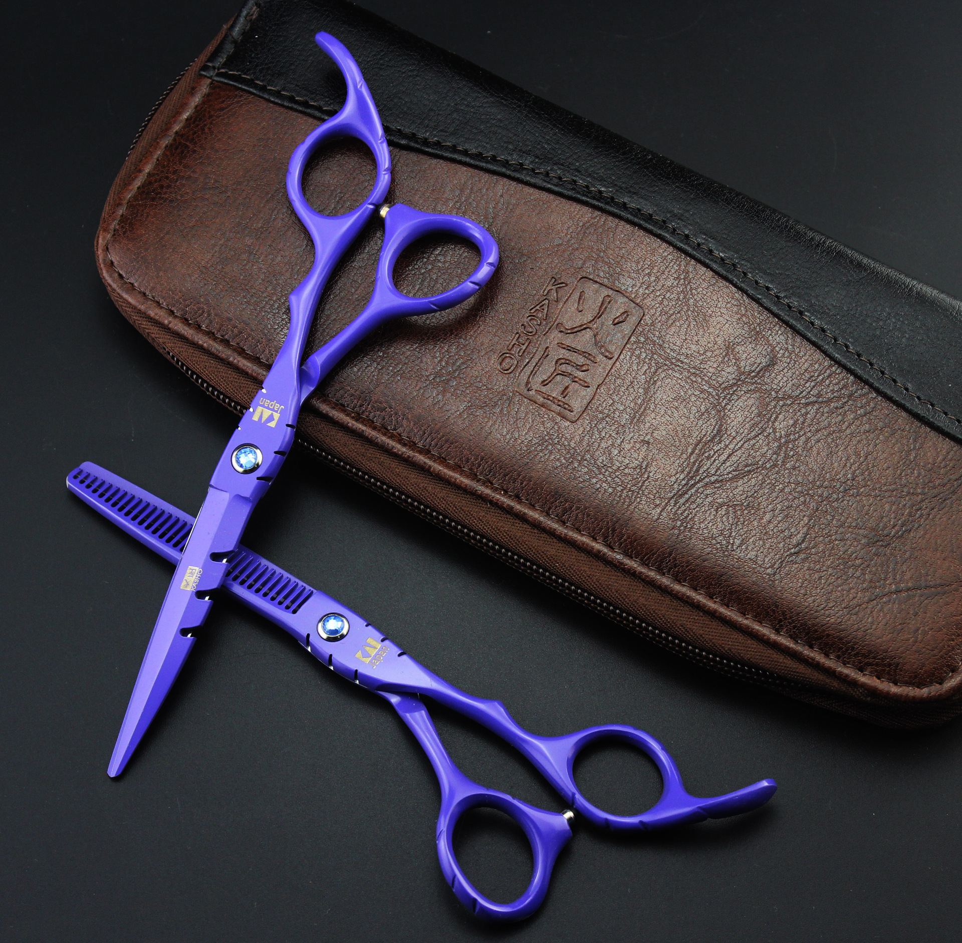 紫色 烤漆 火匠 个性 美发剪刀 理发剪 平剪 刘海剪 牙剪 打薄剪