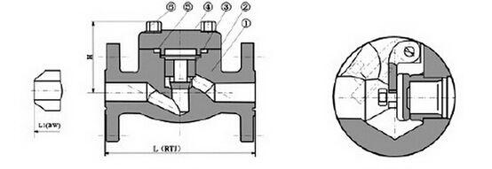 h41h-16c/25c/40c法兰锻钢止回阀 a105锻钢止回阀结构图