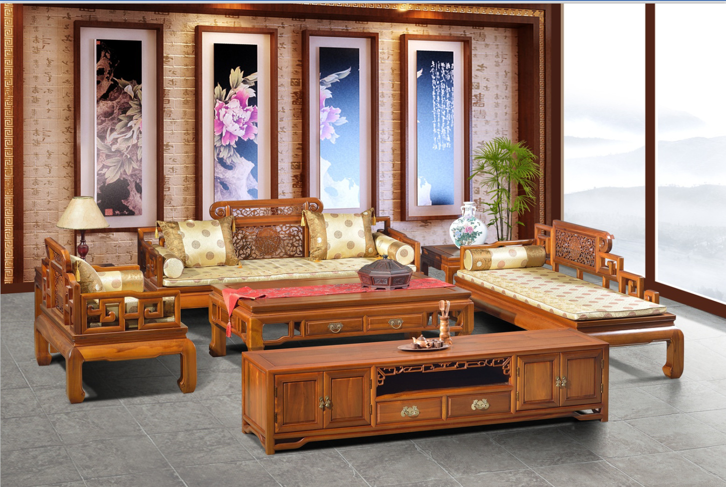 名阁木艺楠木家具中式明清仿古家具拐子沙发5件套客厅实木沙发