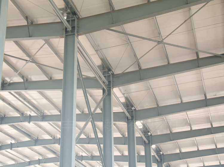 屋面主结构h型钢之间使用一些圆管,圆钢等次结构进行固定 整体结构更