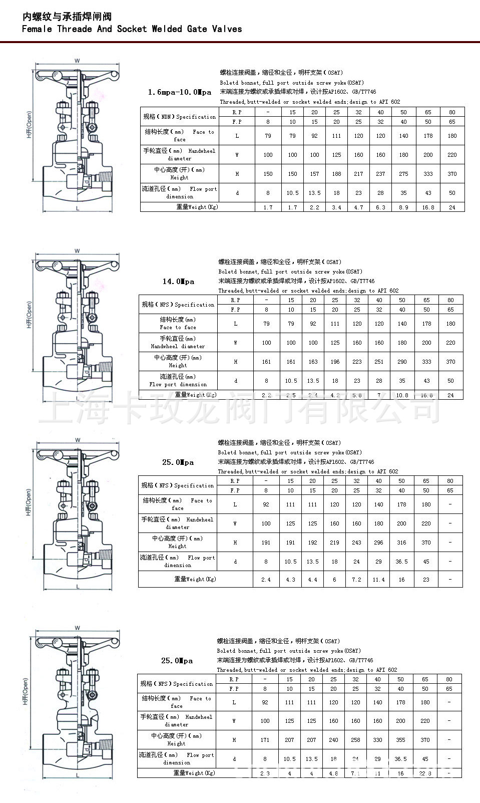 承插焊接 美标锻钢a105自密封闸阀 内螺纹 丝口 dn15 20 25 32 40