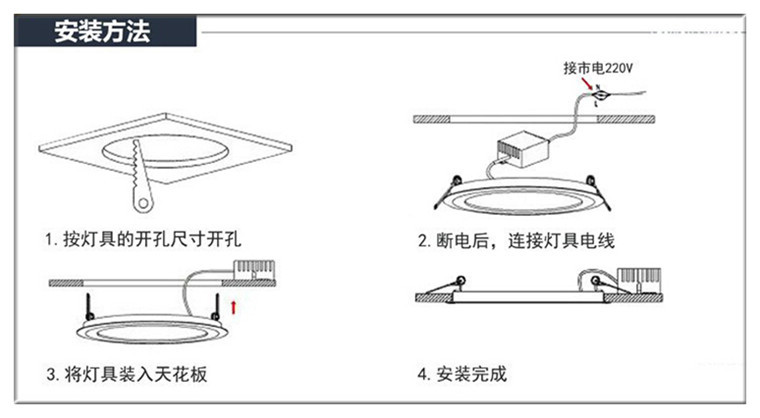 隐形灯安装示意图图片